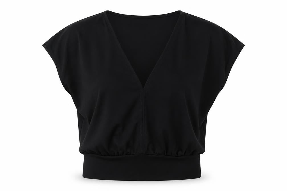 Zara Women's Black V-Neck Top, Size S, Stylish Essential