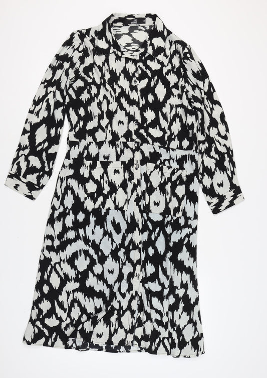 Love Sunshine Women's Black Animal Print Shirt Dress