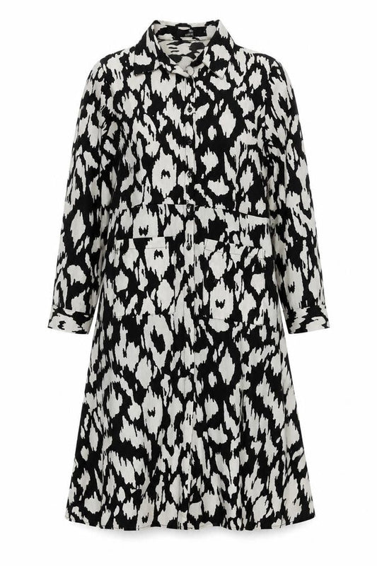Love Sunshine Women's Black Animal Print Shirt Dress