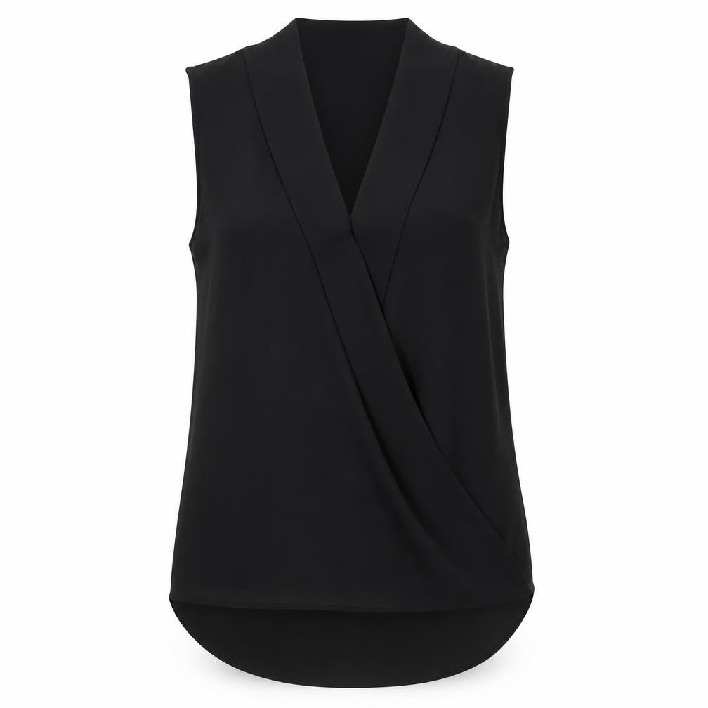 Paraphrase Women's Black Sleeveless Wrap Blouse