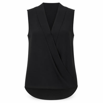 Paraphrase Women's Black Sleeveless Wrap Blouse
