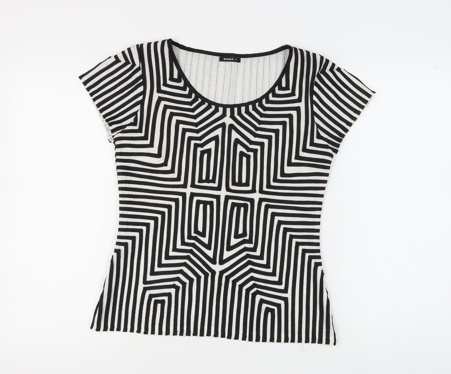 Roman Women’s Geometric T-Shirt, Size 10, Black