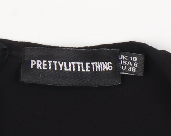 PrettyLittleThing Women's Black Blouse Size 10