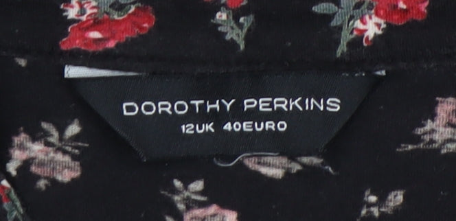 Dorothy Perkins Women's Black Floral Tunic Blouse Size 12