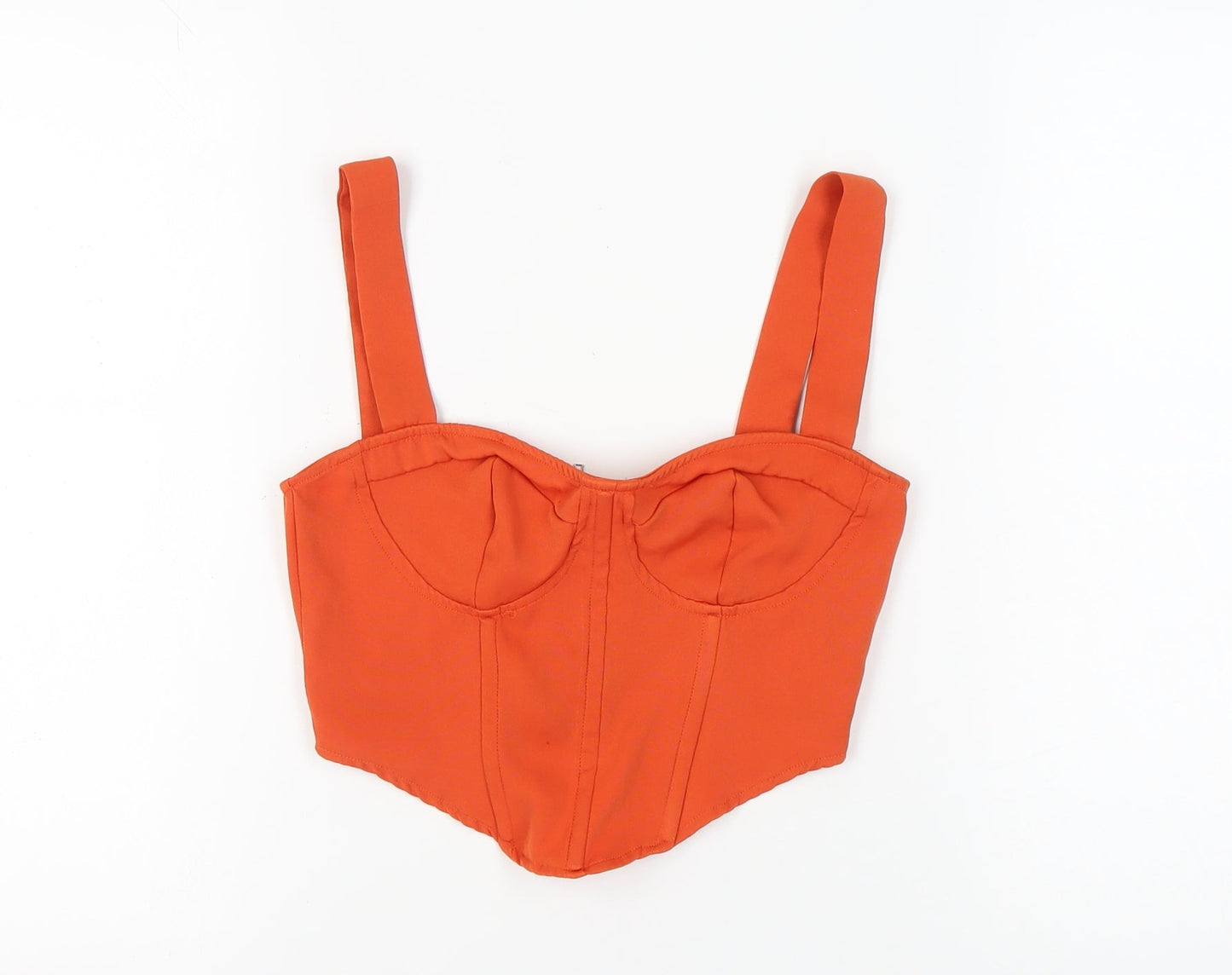 PrettyLittleThing Women's Orange Cropped Tank Top, Size 8