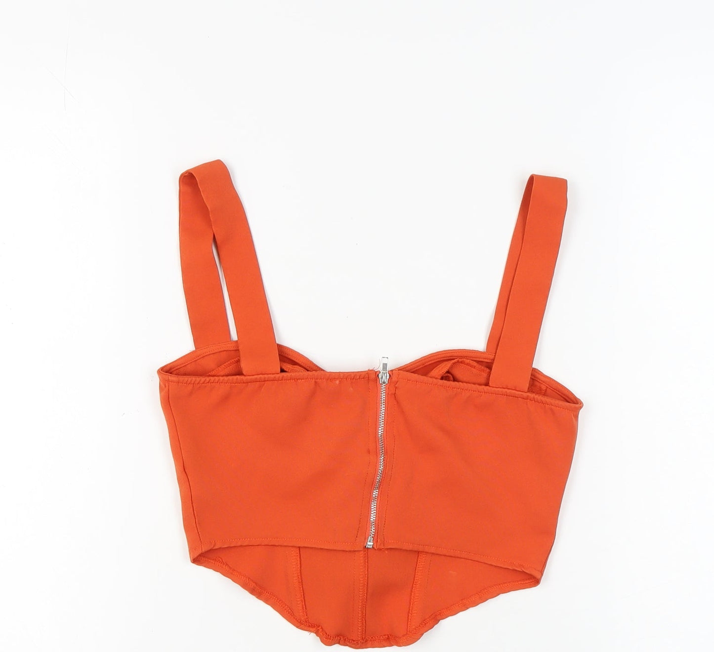 PrettyLittleThing Women's Orange Cropped Tank Top, Size 8