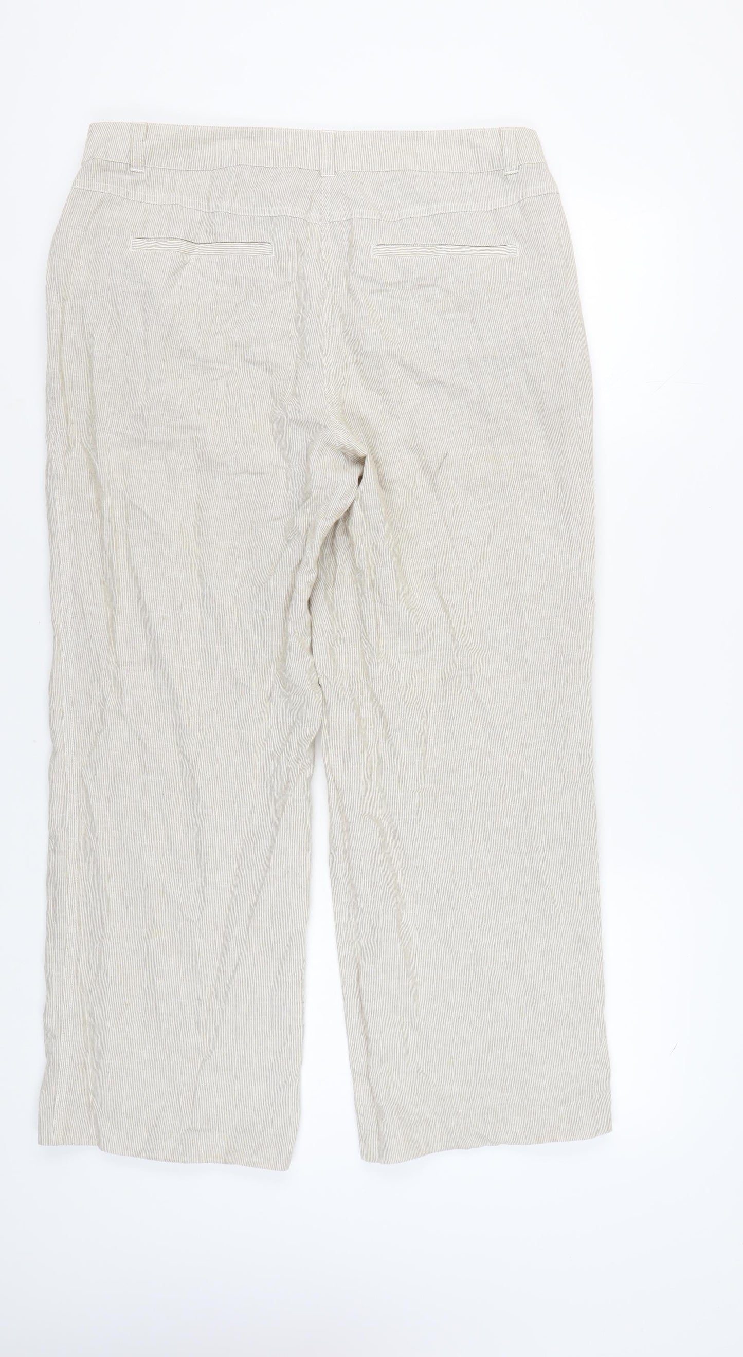 M&Co Women's Beige Trousers Size 16 Linen Blend