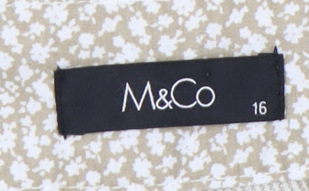 M&Co Women's Beige Trousers Size 16 Linen Blend