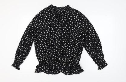 Marks & Spencer Women's Black Floral Blouse Size 18