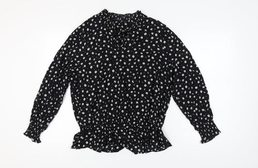 Marks and Spencer Women's Black Floral Blouse Size 18