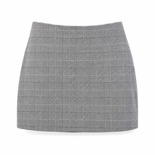New Look Women's Check Pencil Skirt, Size 8, Black Grey