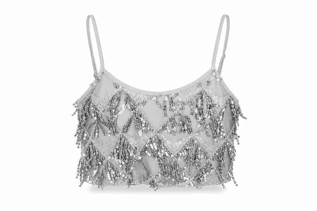 New Look Women's Silver Sequin Camisole Top UK 10