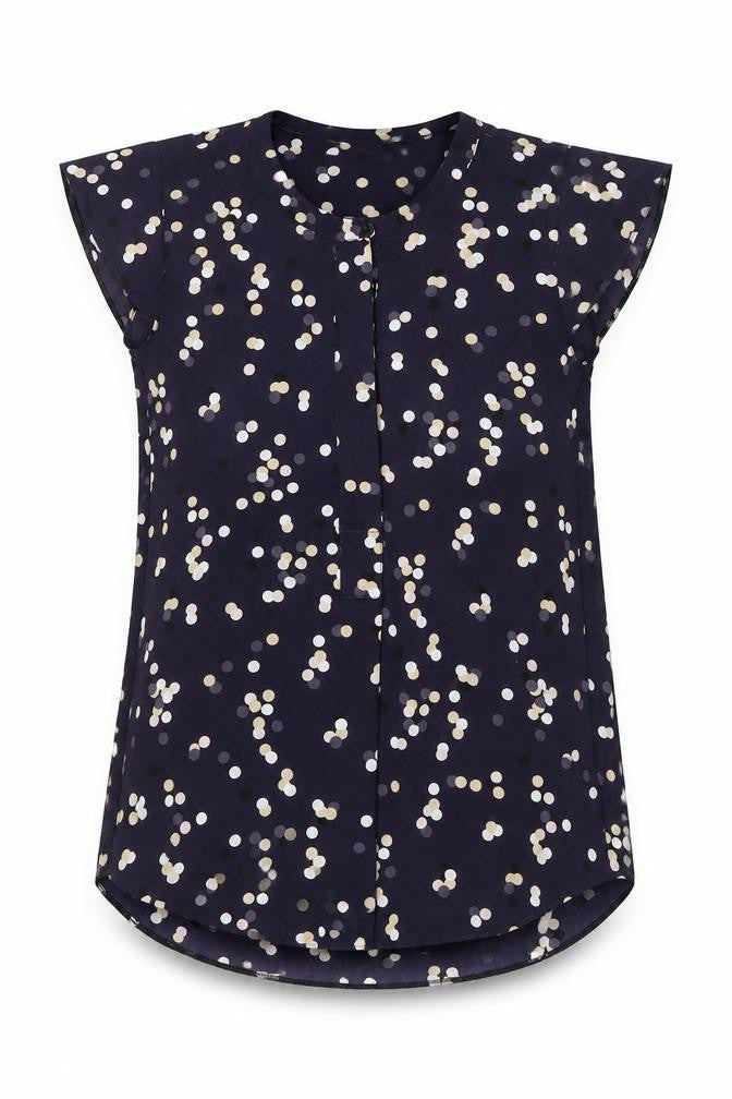 Paraphrase Womens Blue Polka Dot Blouse Size 8