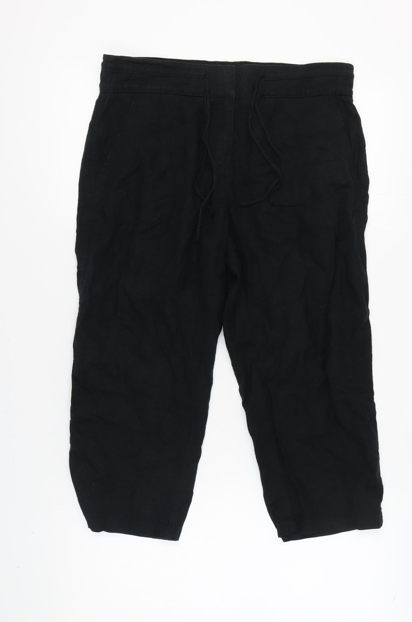 Next Women's Black Linen Trousers Size 12
