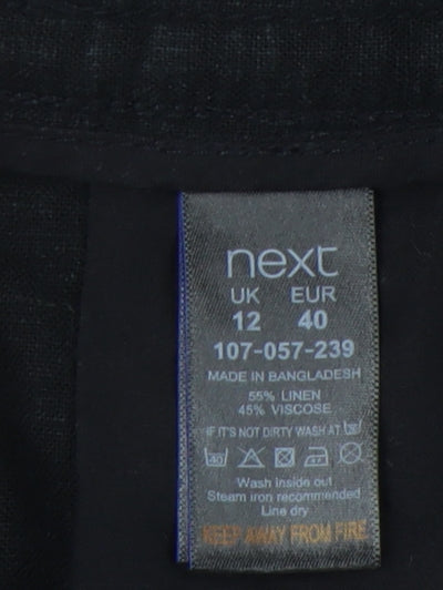 Next Women's Black Linen Trousers Size 12