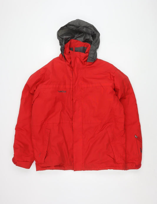 Decathlon Men's Red Puffer Jacket S, Hooded Outdoor