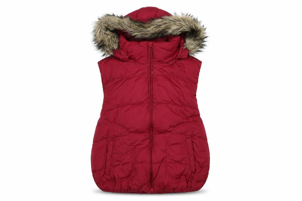 Gap Women's Red XL Puffer Waistcoat, Hooded & Insulated
