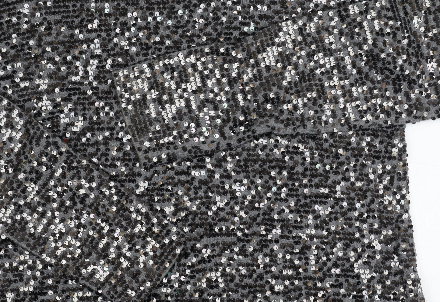 Oasis Women's Grey Sequin Long Sleeve Top M