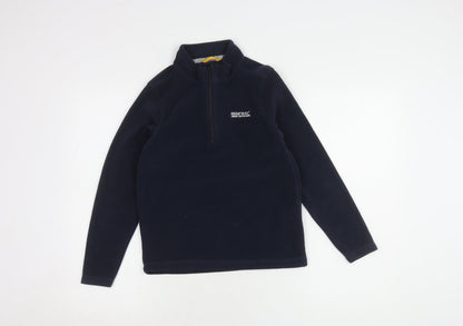 Additional front view of Regatta boys’ blue fleece sweatshirt, size 13, years, 1/4 zip