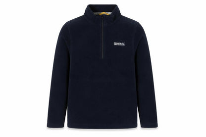 Front view of Regatta boys’ blue fleece sweatshirt, size 13, years, 1/4 zip