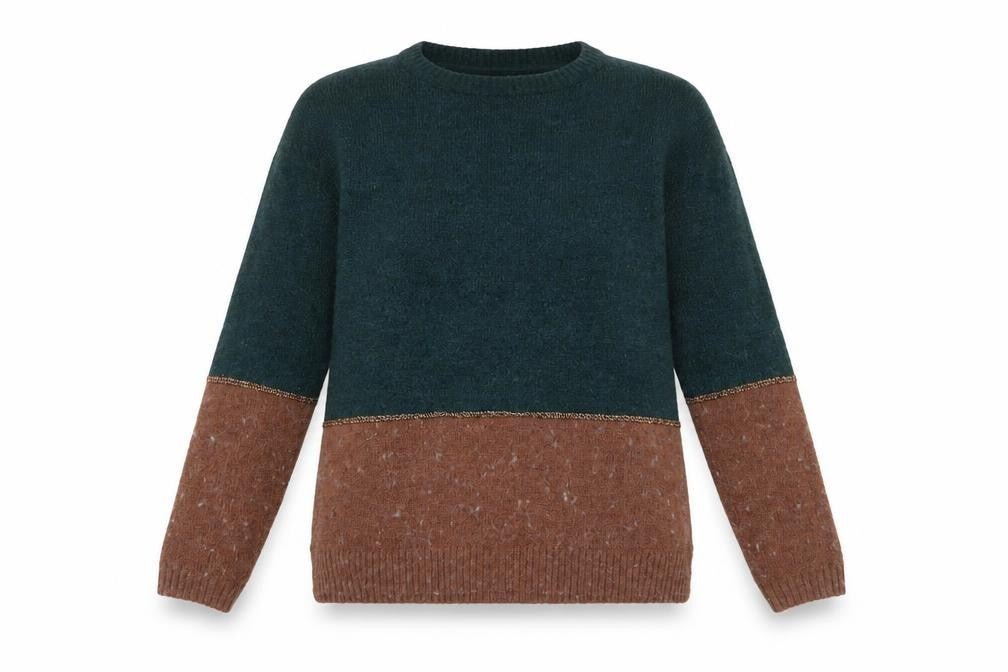 Fat Face Women's Brown Green Pullover, UK 8