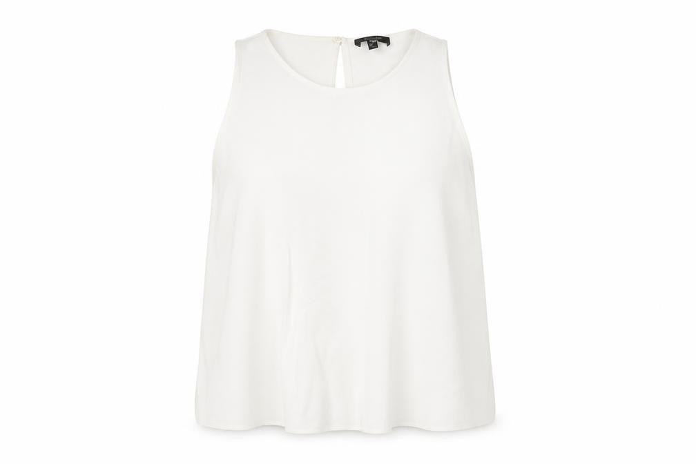 Massimo Dutti Women's White Sleeveless Blouse XS