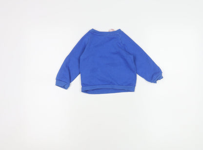 Adidas Blue Unisex Baby Pullover Jumper 6-9 Months