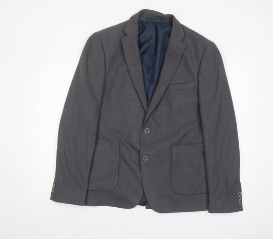Burton Men's Grey Slim Fit Blazer, Size 44R, Formal
