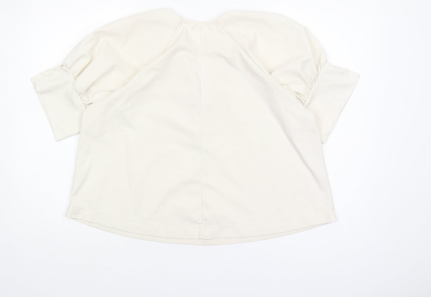 Zara Women’s Ivory V-Neck Puff Sleeve Top, Size S