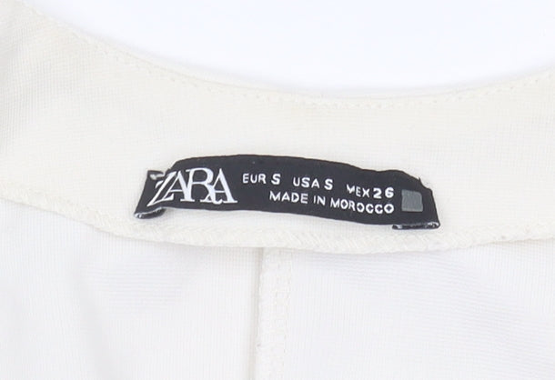 Zara Women’s Ivory V-Neck Puff Sleeve Top, Size S
