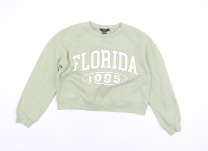 Additional front view of New Look girls’ green graphic sweatshirt 10-11 years pullover