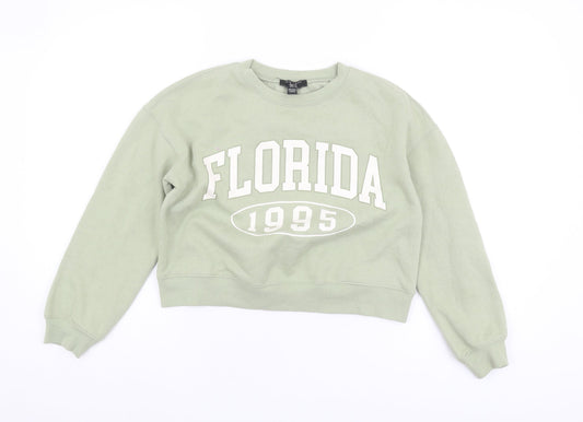 New Look Girls Green Graphic Sweatshirt 10-11 Years Pullover