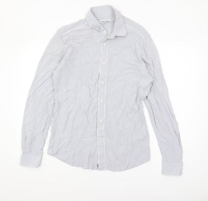 Reiss Women's Grey Button-Up Shirt Medium