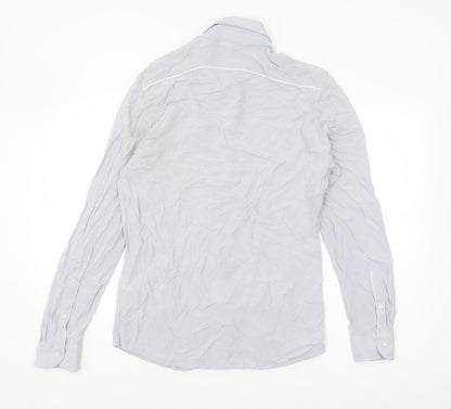Reiss Women's Grey Button-Up Shirt Medium