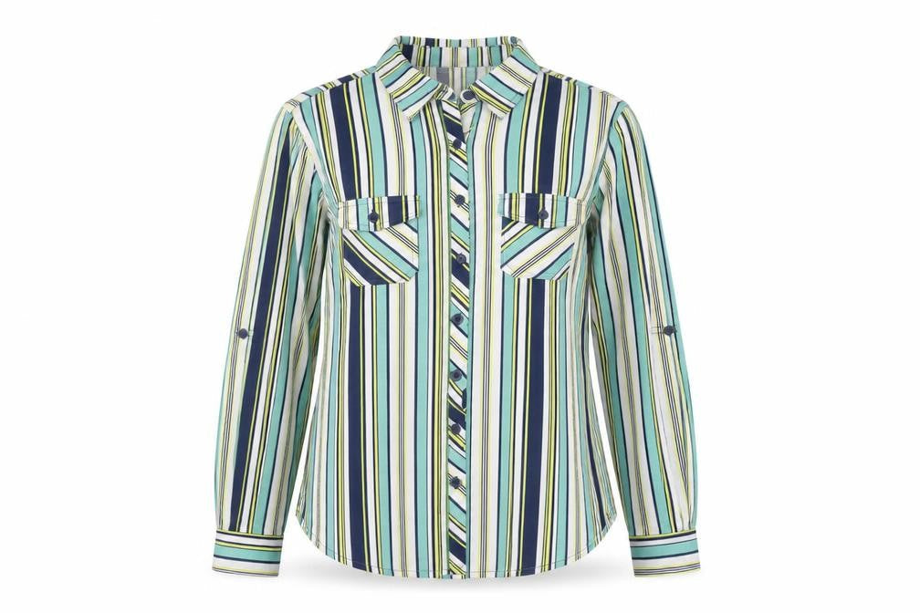 Madison & Monroe Women's Blue Striped Button-Up Shirt, S
