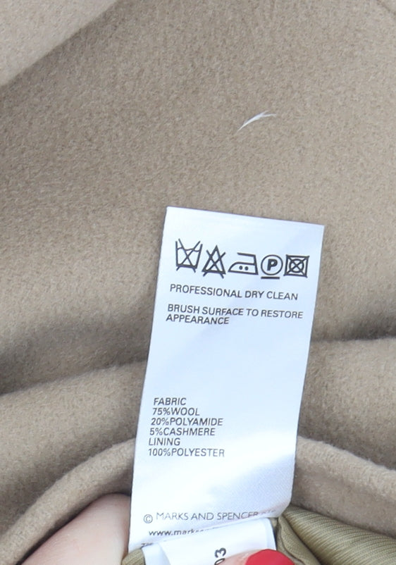 Marks and Spencer Women's Beige Wool Blend Overcoat