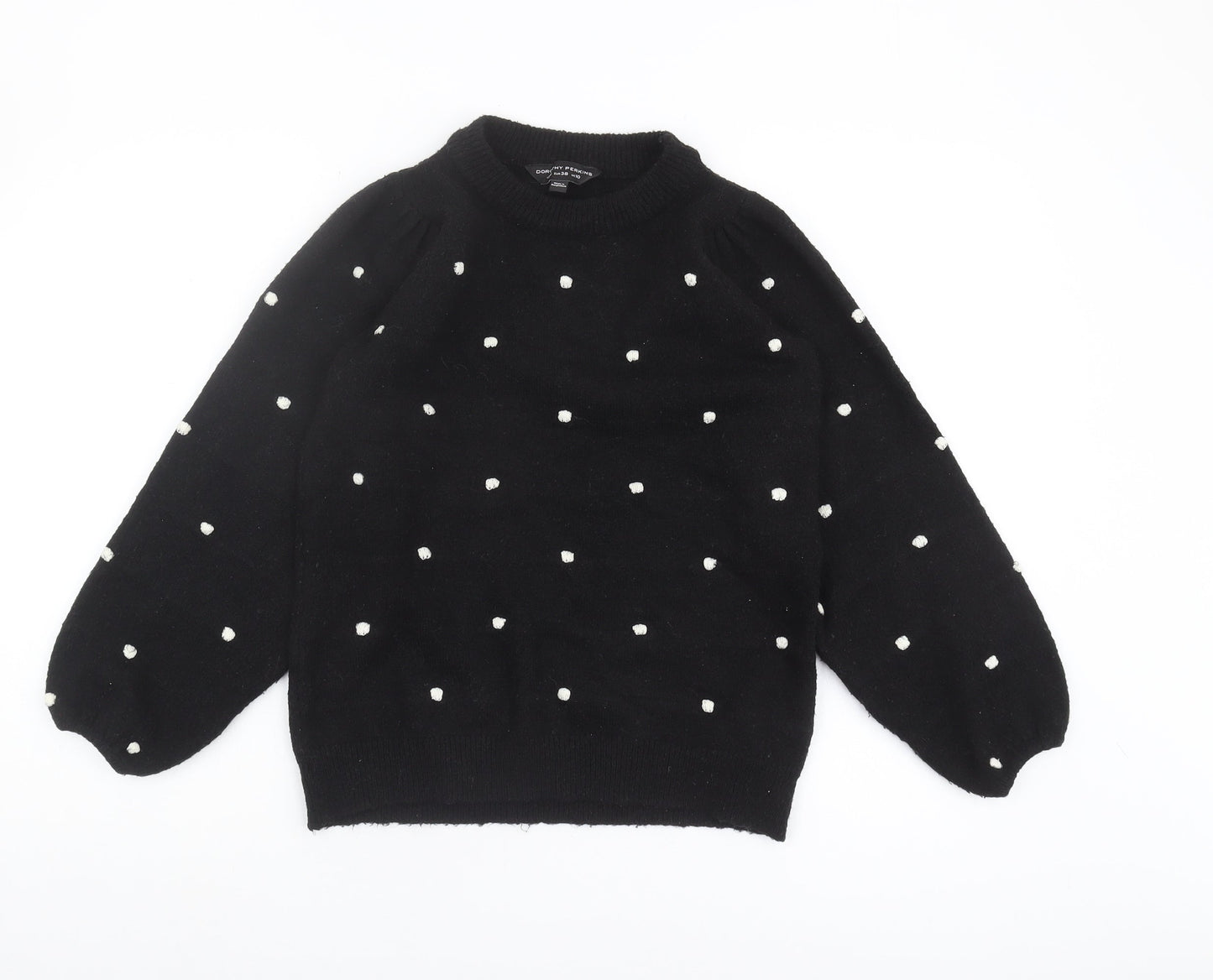 Dorothy Perkins Women's Black Polka Dot Pullover Jumper Size 10