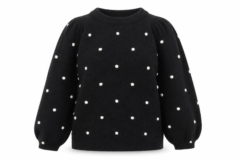 Dorothy Perkins Women's Black Polka Dot Pullover Jumper Size 10
