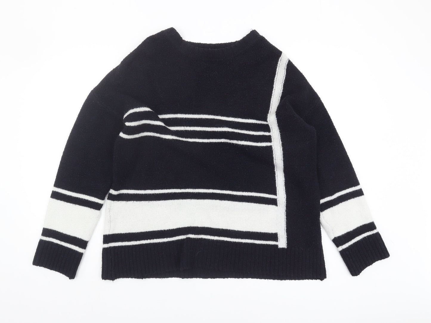 Wallis Women's Black Striped Pullover Jumper, Size 8
