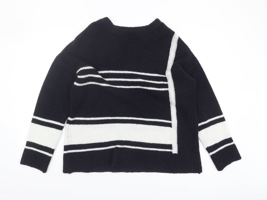 Wallis Women's Black Striped Pullover Jumper, Size 8