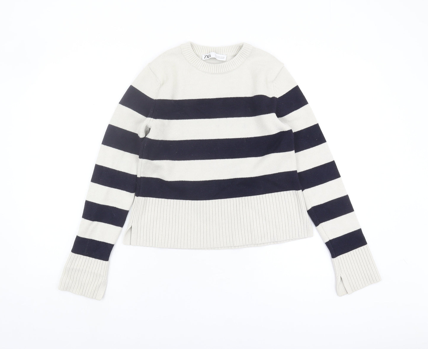 Zara Women's Multicoloured Striped Pullover Jumper M