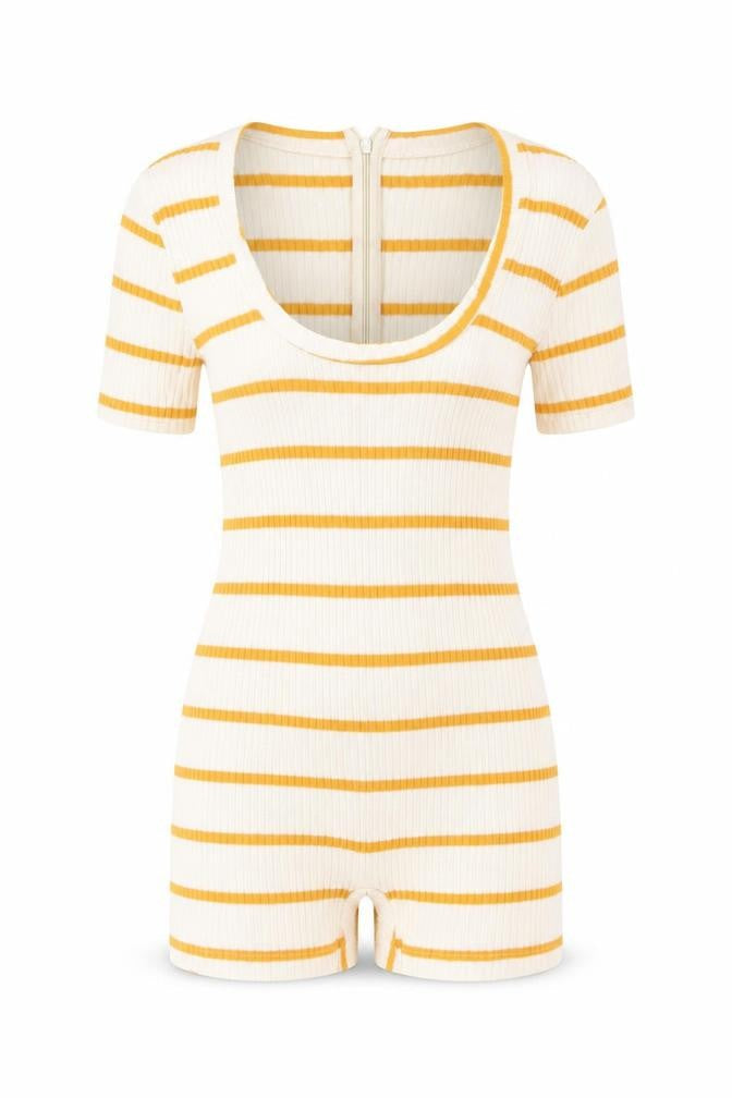 Zara Women's White Striped Playsuit M