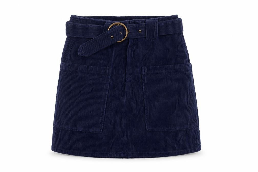 River Island Women's Blue Mini Skirt - Size 6, Corduroy
