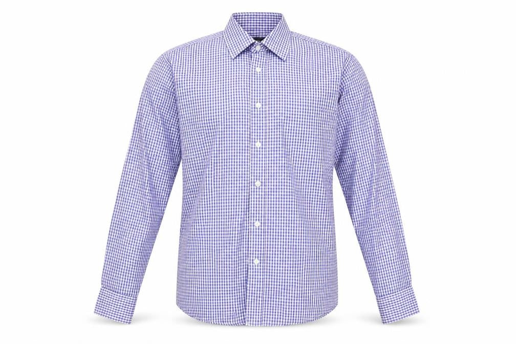 Marks & Spencer Men's Blue Check Long Sleeve Shirt