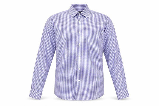 Marks & Spencer Men's Blue Check Long Sleeve Shirt