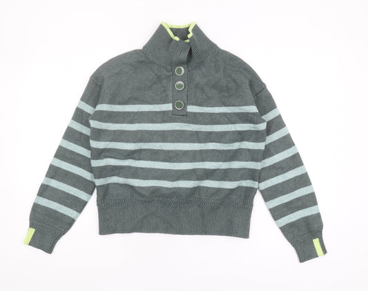 Next Women’s Grey Striped High Neck Jumper Size S