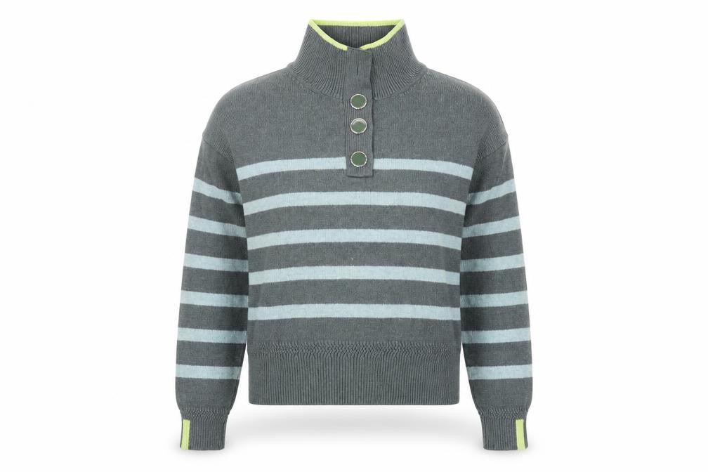 Next Women’s Grey Striped High Neck Jumper Size S