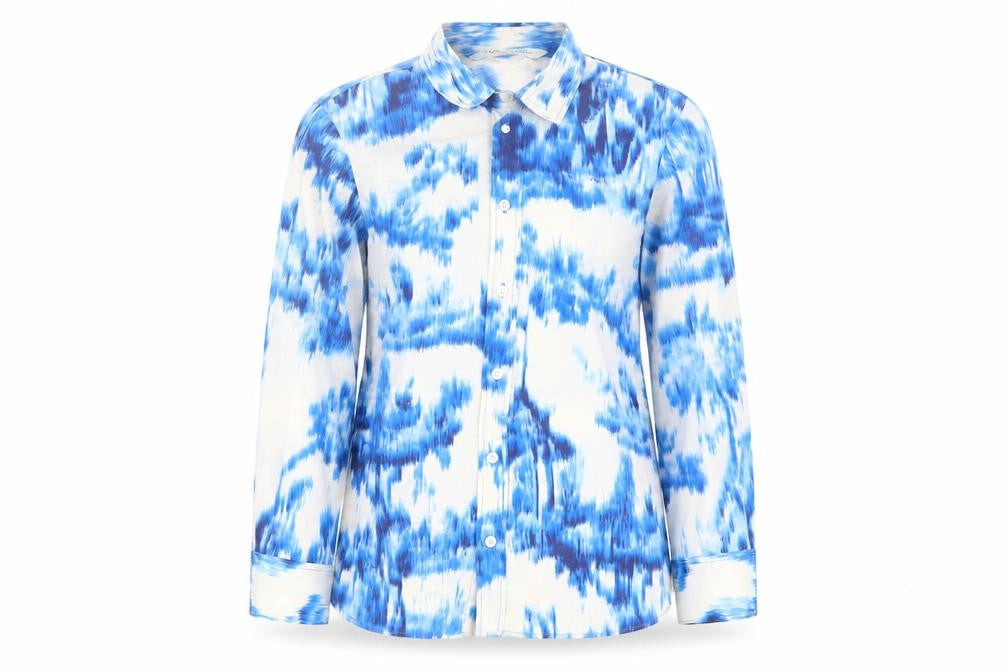 Zara Women's Blue Button-Up Shirt, Size 12, Collared