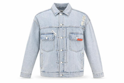 izzue Men's Blue Denim Jacket M, Basic Casual Style