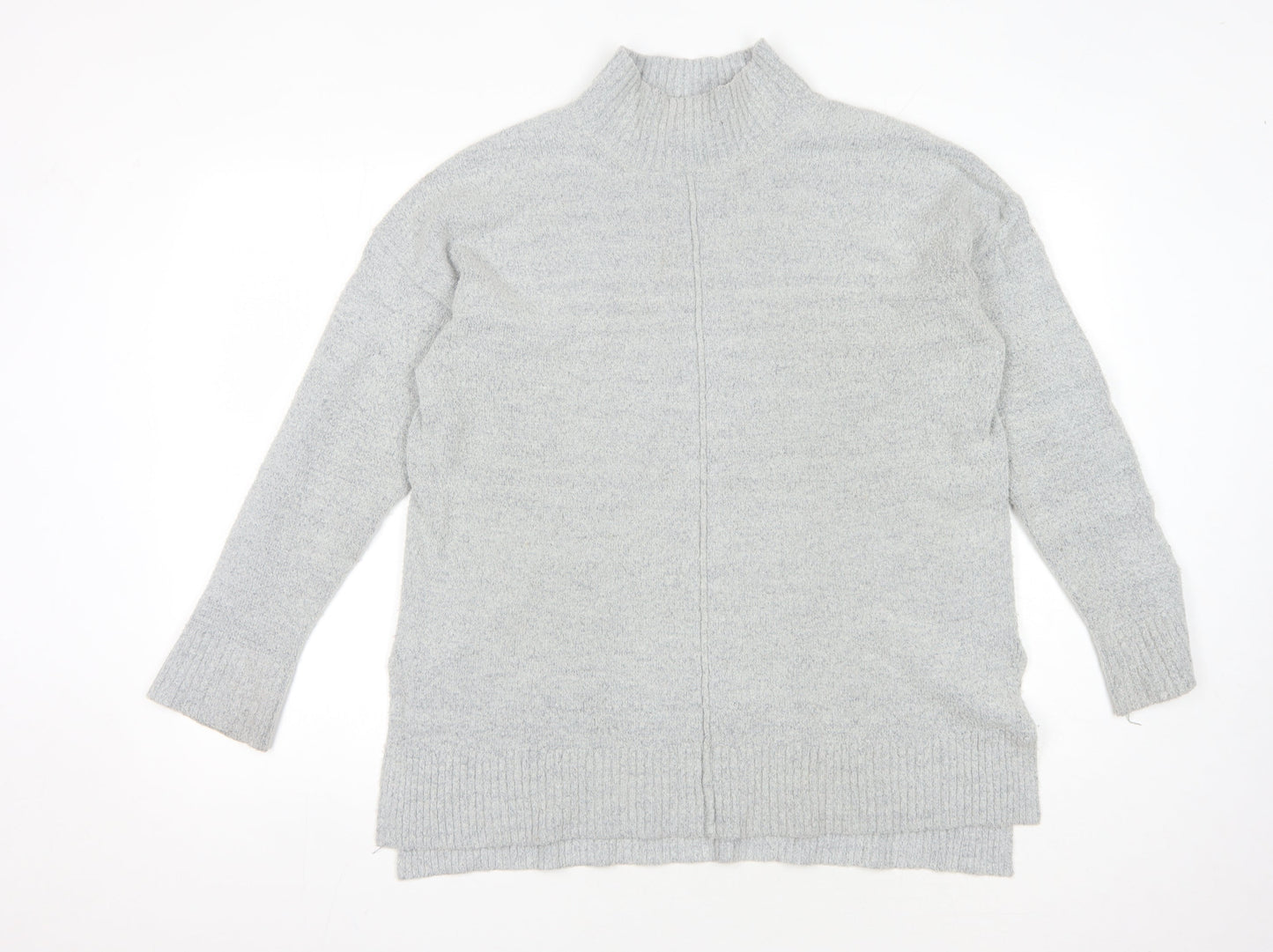 Oasis Women's Grey Mock Neck Knit Jumper, Size S